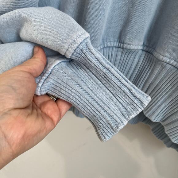 Aerie Light Blue Oversized Hoodie Ribbed Cuffs Cozy Pullover Sweatshirt XL - Picture 4 of 7